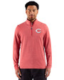 Cincinnati Reds Cutter & Buck Adapt Recycled Soft Knit Stripe Mens Quarter Zip Pullover Cardinal Red Heather Front