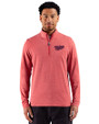 Minnesota Twins Cooperstown Cutter & Buck Adapt Recycled Soft Knit Stripe Mens Quarter Zip Pullover Cardinal Red Heather Front