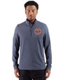 HoustonAstrosCooperstown- Cutter & Buck Adapt Recycled Soft Knit Stripe Mens Quarter Zip Pullover Navy Blue Heather Front