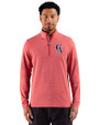 Los Angeles Angels Cooperstown Cutter & Buck Adapt Recycled Soft Knit Stripe Mens Quarter Zip Pullover Cardinal Red Heather Front