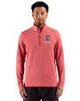 Cleveland Guardians City Connect Cutter & Buck Adapt Recycled Soft Knit Stripe Mens Quarter Zip Pullover Cardinal Red Heather Front