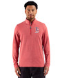 Boston Red Sox Stars & Stripes Cutter & Buck Adapt Recycled Soft Knit Stripe Mens Quarter Zip Pullover Cardinal Red Heather Front