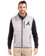 Atlanta Braves Cutter & Buck Rainier PrimaLoft® Mens Big and Tall Eco Insulated Full Zip Puffer Vest Polished Medium Gray Front