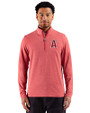 Los Angeles Angels City Connect Cutter & Buck Adapt Recycled Soft Knit Stripe Mens Quarter Zip Pullover Cardinal Red Heather Front