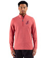 Cleveland Indians Cooperstown Cutter & Buck Adapt Recycled Soft Knit Stripe Mens Quarter Zip Pullover Cardinal Red Heather Front