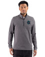 Miami Marlins City Connect- Cutter & Buck Adapt Recycled Soft Knit Stripe Mens Quarter Zip Pullover Black Heather Front