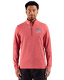 San Diego Padres Stars & Stripes Cutter & Buck Adapt Recycled Soft Knit Stripe Mens Quarter Zip Pullover Cardinal Red Heather Front