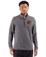 Baltimore Orioles Cooperstown Cutter & Buck Adapt Recycled Soft Knit Stripe Mens Big & Tall Quarter Zip Pullover Black Heather Front