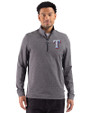 Texas Rangers Cutter & Buck Adapt Recycled Soft Knit Stripe Mens Big & Tall Quarter Zip Pullover Black Heather Front