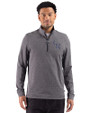 Colorado Rockies Cutter & Buck Adapt Recycled Soft Knit Stripe Mens Big & Tall Quarter Zip Pullover Black Heather Front