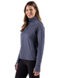 Houston Astros Cutter & Buck Adapt Recycled Soft Knit Stripe Womens Quarter Zip Pullover Navy Blue Heather Side