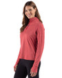 Minnesota Twins Stars & Stripes Cutter & Buck Adapt Recycled Soft Knit Stripe Womens Quarter Zip Pullover Cardinal Red Heather Side