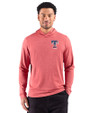 Texas Rangers Stars & Stripes Cutter & Buck Adapt Recycled Soft Knit Stripe Mens Hooded Pullover Cardinal Red Heather Front