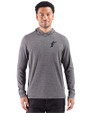 Miami Marlins Cooperstown Cutter & Buck Adapt Recycled Soft Knit Stripe Mens Hooded Pullover Black Heather Front
