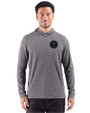NY Mets City Connect Cutter & Buck Adapt Recycled Soft Knit Stripe Mens Hooded Pullover Black Heather Front