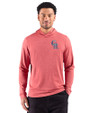Colorado Rockies Stars & Stripes Cutter & Buck Adapt Recycled Soft Knit Stripe Mens Hooded Pullover Cardinal Red Heather Front