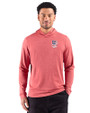 San Francisco Giants Stars & Stripes Cutter & Buck Adapt Recycled Soft Knit Stripe Mens Hooded Pullover Cardinal Red Heather Front