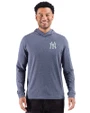 New York Yankees Cutter & Buck Adapt Recycled Soft Knit Stripe Mens Big & Tall Hooded Pullover Navy Blue Heather Front