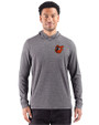 Baltimore Orioles Cooperstown Cutter & Buck Adapt Recycled Soft Knit Stripe Mens Big & Tall Hooded Pullover Black Heather Front