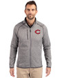 Cincinnati Reds Cutter & Buck Mainsail Sweater-Knit Mens Big and Tall Full Zip Jacket Polished Heather Front