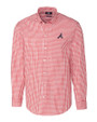 Atlanta Braves Cutter & Buck Easy Care Stretch Gingham Mens Big and Tall Long Sleeve Dress Shirt Cardinal Red Mannequin