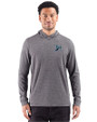 Tampa Bay Rays Cooperstown Cutter & Buck Adapt Recycled Soft Knit Stripe Mens Big & Tall Hooded Pullover Black Heather Front