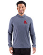 Boston Red Sox Cooperstown Cutter & Buck Adapt Recycled Soft Knit Stripe Mens Big & Tall Hooded Pullover Navy Blue Heather Front