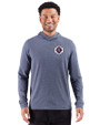 New England Revolution Cutter & Buck Adapt Recycled Soft Knit Stripe Mens Hooded Pullover Navy Blue Heather Front