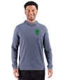 Seattle Sounders FC Cutter & Buck Adapt Recycled Soft Knit Stripe Mens Big & Tall Hooded Pullover Navy Blue Heather Front