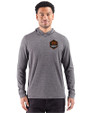 Houston Dynamo FC Cutter & Buck Adapt Recycled Soft Knit Stripe Mens Big & Tall Hooded Pullover Black Heather Front