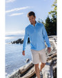 Cutter & Buck Coastline Recycled Double Peached Mens Big & Tall Quarter Zip Pullover Atlas Light Blue Lifestyle 2
