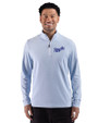 Kansas City Royals Cooperstown Cutter & Buck Adapt Recycled Soft Knit Stripe Mens Big & Tall Quarter Zip Pullover Atlas Heather/White Front