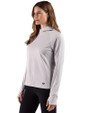 Minnesota Vikings Monochromatic Cutter & Buck Adapt Recycled Soft Knit Stripe Womens Hooded Pullover Polished Heather/White Side