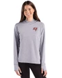 Tampa Bay Buccaneers Cutter & Buck Adapt Recycled Soft Knit Stripe Womens Hooded Pullover Black Heather/White Front