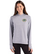 Green Bay Packers Cutter & Buck Adapt Recycled Soft Knit Stripe Womens Hooded Pullover Black Heather/White Front