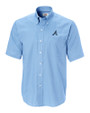 Atlanta Braves Cutter & Buck Epic Easy Care Nailshead Mens Big and Tall Short Sleeve Dress Shirt Atlas Light Blue Mannequin