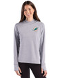 Miami Dolphins Cutter & Buck Adapt Recycled Soft Knit Stripe Womens Hooded Pullover Black Heather/White Front