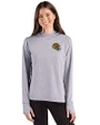 San Francisco 49ers NFL Helmet Cutter & Buck Adapt Recycled Soft Knit Stripe Womens Hooded Pullover Black Heather/White Front
