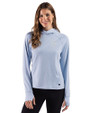 San Diego Padres Monochromatic Cutter & Buck Adapt Recycled Soft Knit Stripe Womens Hooded Pullover Atlas Heather/White Front