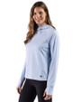 Kansas City Royals Cooperstown Cutter & Buck Adapt Recycled Soft Knit Stripe Womens Hooded Pullover Atlas Heather/White Side