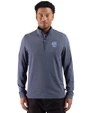 North Carolina Tar Heels Alumni Cutter & Buck Adapt Recycled Soft Knit Stripe Mens Quarter Zip Pullover  Navy Blue Heather Front