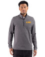 LSU Tigers Alumni Cutter & Buck Adapt Recycled Soft Knit Stripe Mens Quarter Zip Pullover  Black Heather Front