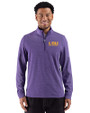 LSU Tigers Alumni Cutter & Buck Adapt Recycled Soft Knit Stripe Mens Quarter Zip Pullover  College Purple Heather Front