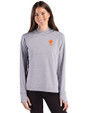 Clemson Tigers Alumni Cutter & Buck Adapt Recycled Soft Knit Stripe Womens Hooded Pullover Black Heather/White Front