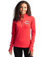 Cincinnati Reds Cutter & Buck Traverse Stretch Eco Quarter Zip Womens Pullover Red Front