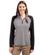 Chicago White Sox Cutter & Buck Forge Tonal Stripe Stretch Half Zip Womens Top Black Front