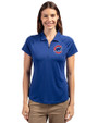 Chicago Cubs Cutter & Buck Forge Stretch Womens Short Sleeve Polo Tour Blue Front