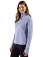 Pitt Panthers Cutter & Buck Adapt Recycled Soft Knit Stripe Womens Quarter Zip Pullover Tour Blue Heather/White Side