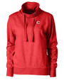 Cincinnati Reds Cutter & Buck Saturday Cotton Blend Womens Funnel Neck Sweatshirt Red Heather Mannequin