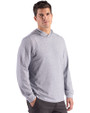 Miami University RedHawks - Cutter & Buck Adapt Recycled Soft Knit Stripe Mens Hooded Pullover Black Heather/White Side